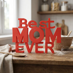 Best Mom Ever Decorative Table Showpiece – Mother’s Day Gift for Mom, Red Desk & Shelf Decor, Love Gift for Mother