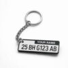 Custom Mini Number Plate Keychain – Personalized Name & Vehicle Number Keyring - Style 1